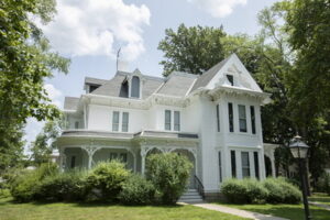 Independence, Missouri, USA - June 16, 2023: Afternoon sunlight shines on the historic home of President Truman