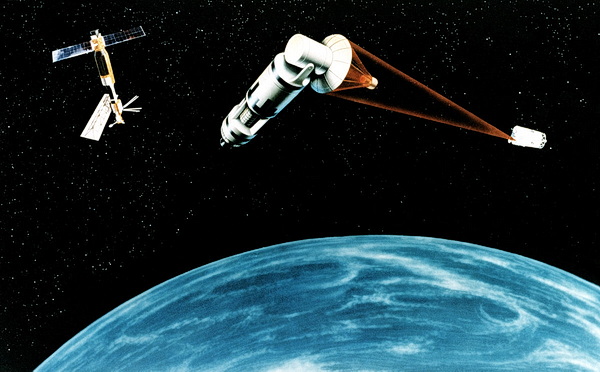 Artist conception of Ronald Regan's Star Wars Initiative